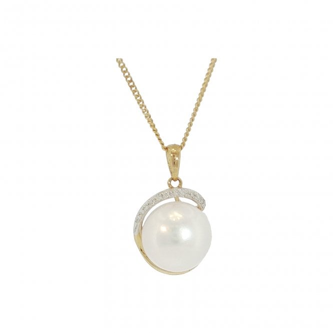 Lowry Gold 9ct Pearl & Diamond Pendant & Chain