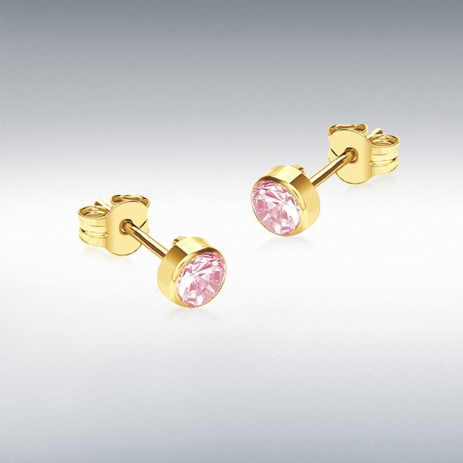 Lowry Gold 9ct Pink CZ Stud Earrings