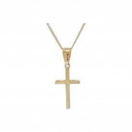 9ct Plain Cross & Chain