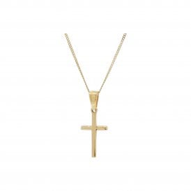 9ct Plain Cross & Chain