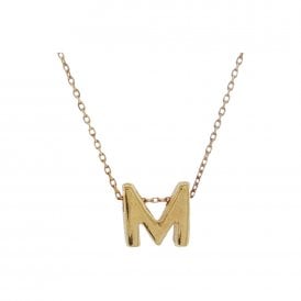9ct Plain Initial M & Chain