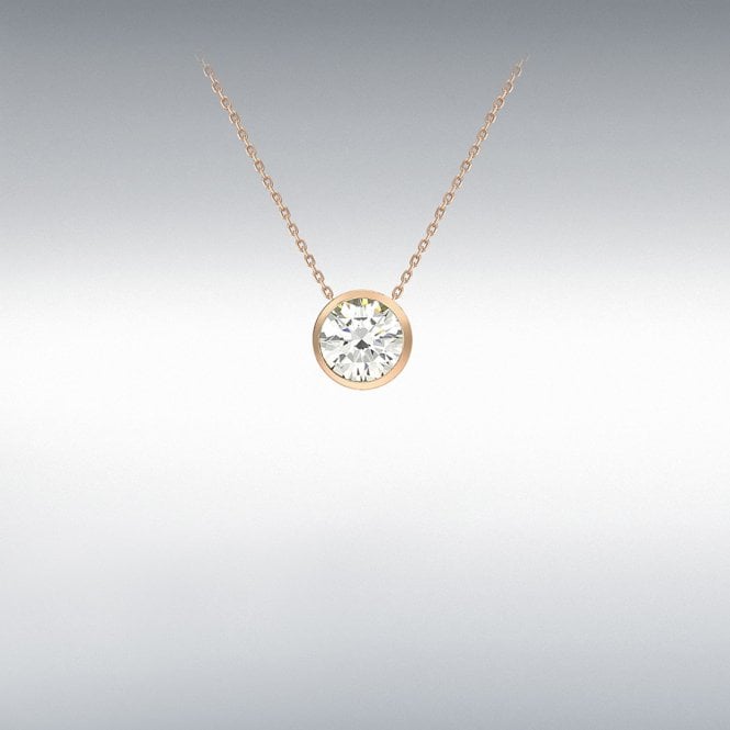 Lowry Gold 9ct Rose Gold Cz Pendant & Chain