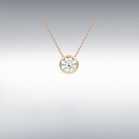 9ct Rose Gold Cz Pendant & Chain