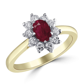 9ct Ruby & Diamond Cluster Ring