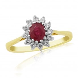 9ct Ruby & Diamond Cluster Ring