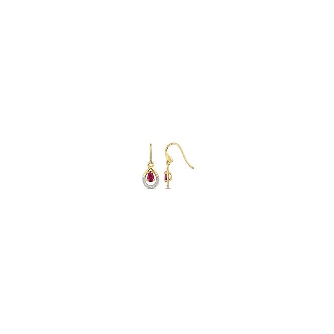 Lowry Diamonds 9ct Ruby & Diamond Drop Earrings