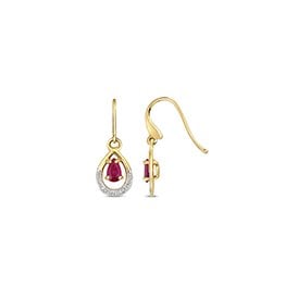 9ct Ruby & Diamond Drop Earrings