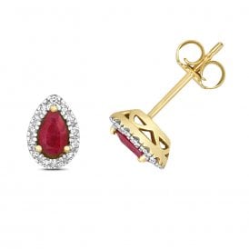 9ct Ruby & Diamond Stud Earrings