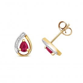 9ct Ruby & Diamond Stud Earrings