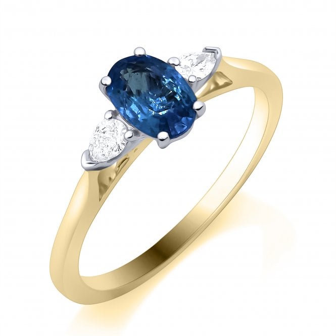 Lowry Diamonds 9ct Sapphire & Diamond 3 Stone Ring 0.17ct