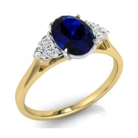 9ct Sapphire & Diamond Ring 0.10ct