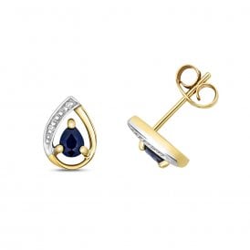 9ct Sapphire & Diamond Stud Earrings