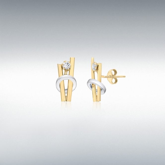 Lowry Sterling Silver 9ct Two Colour Stud Earrings