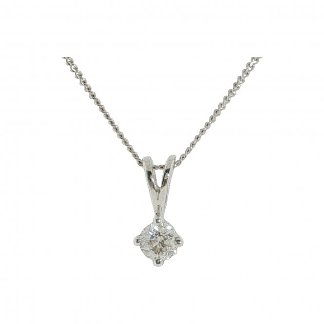 Lowry Diamonds 9ct WG 4 Claw Diamond Pendant & Chain 0.30ct