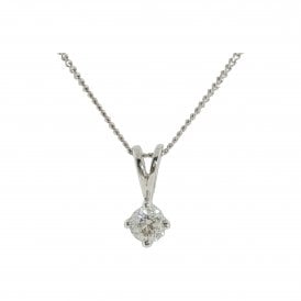9ct WG 4 Claw Diamond Pendant & Chain 0.30ct