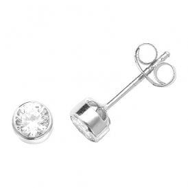9ct WG Cz Rub Over Studs