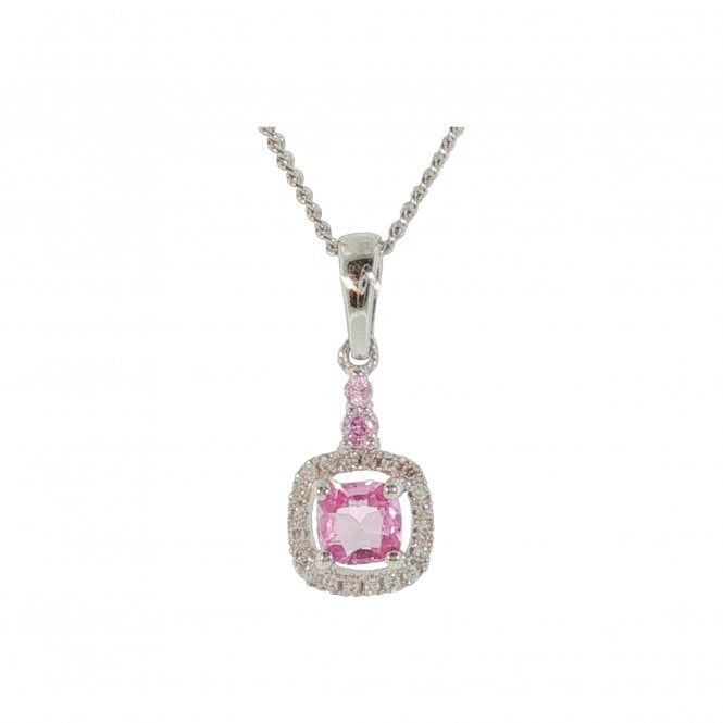 Lowry Diamonds 9ct WG Pink Sapp & Diamond Pendant & Chain