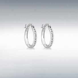 9ct White Gold 19mm CZ Hoop Earrings