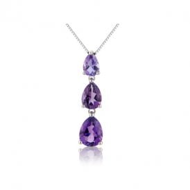 9ct White Gold Amethyst Necklace