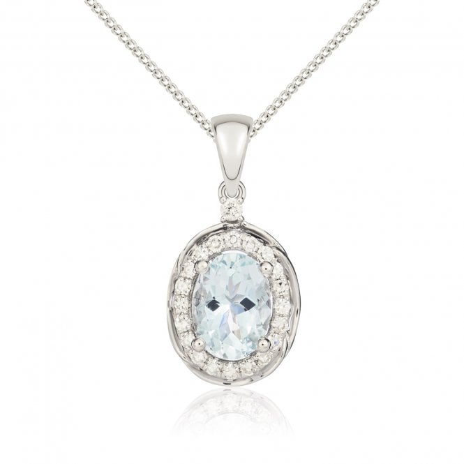 Lowry Diamonds 9ct White Gold Aqua & Diamond Pendant