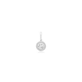 9ct White Gold Cz Halo Pendant & Chain
