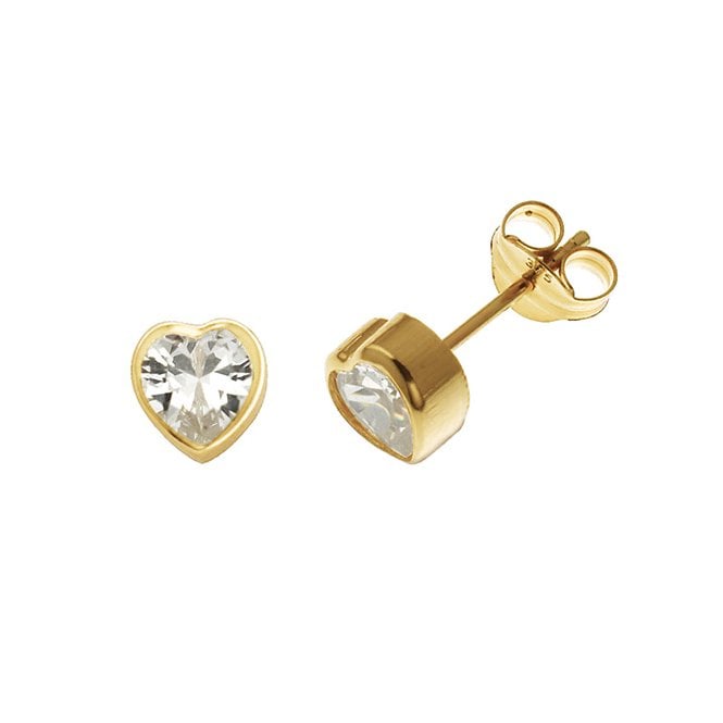 Lowry Gold 9ct White Gold CZ Heart Stud Earrings