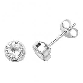 9ct White Gold Cz Rub Over Studs
