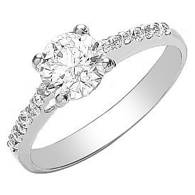 9ct White Gold Cz Soliaire Ring