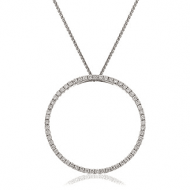 9ct White Gold Diamond Circle Pendant .48ct
