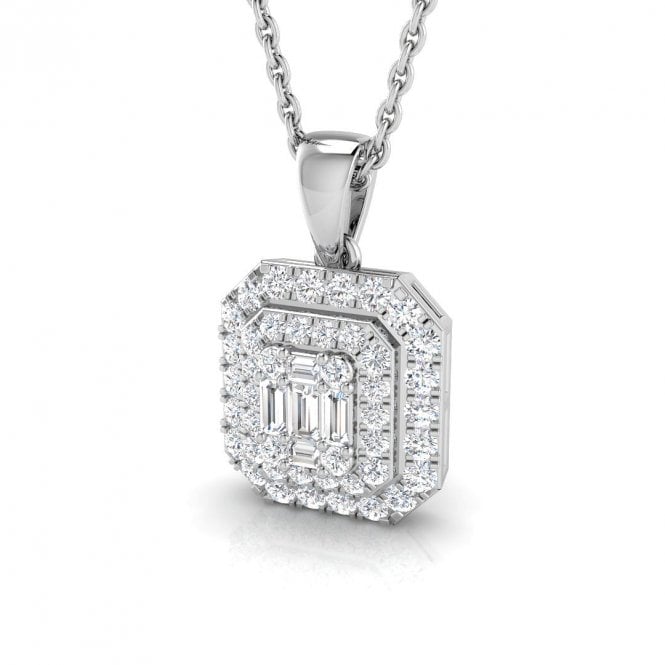 Lowry Diamonds 9ct White Gold Diamond Cluster Pendant & Chain 0.37ct