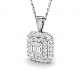 9ct White Gold Diamond Cluster Pendant & Chain 0.37ct