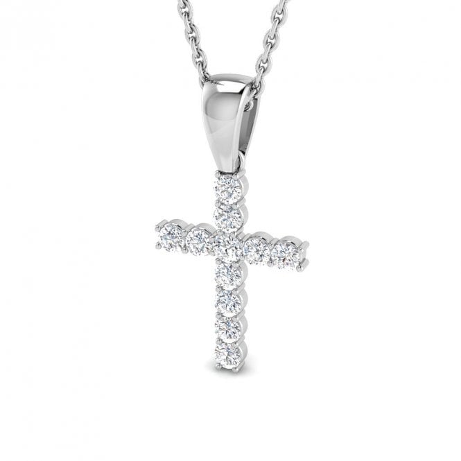 Lowry Diamonds 9ct White Gold Diamond Cross & Chain 0.25ct