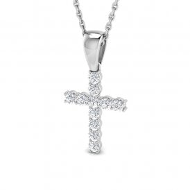 9ct White Gold Diamond Cross & Chain 0.25ct