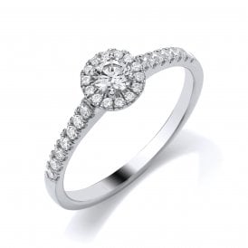 9ct White Gold Diamond Halo Cluster Ring 0.40CT