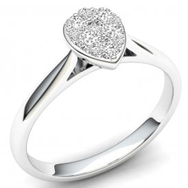 9ct White Gold Diamond Pear Cluster Ring 0.25CT