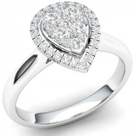 9ct White Gold Diamond Pear Cluster Ring 0.35ct