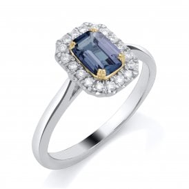 9ct White Gold Diamond & Sapphire Ring .10ct