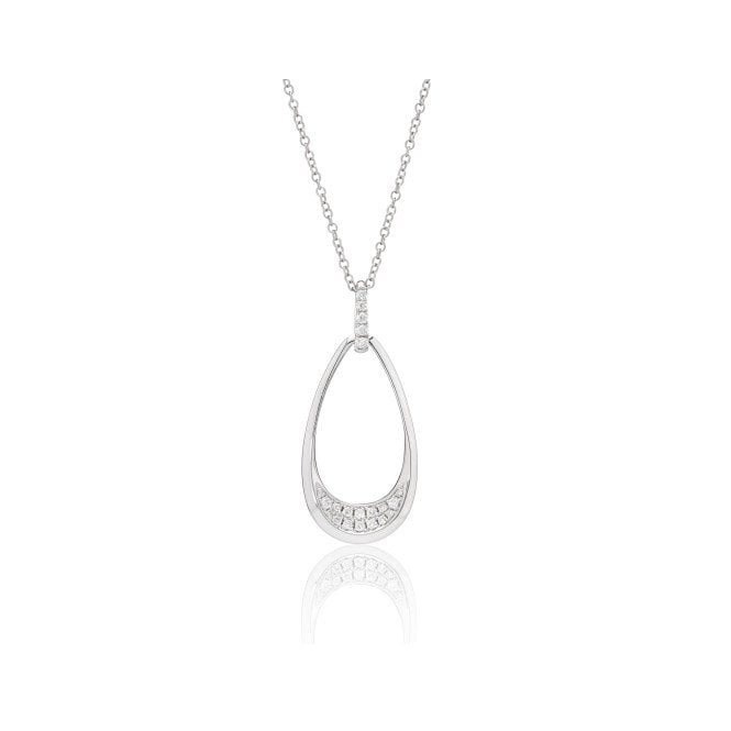 Lowry Gold 9ct White Gold Diamond Teardrop Pendant & Chain 0.18ct