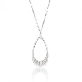 9ct White Gold Diamond Teardrop Pendant & Chain 0.18ct