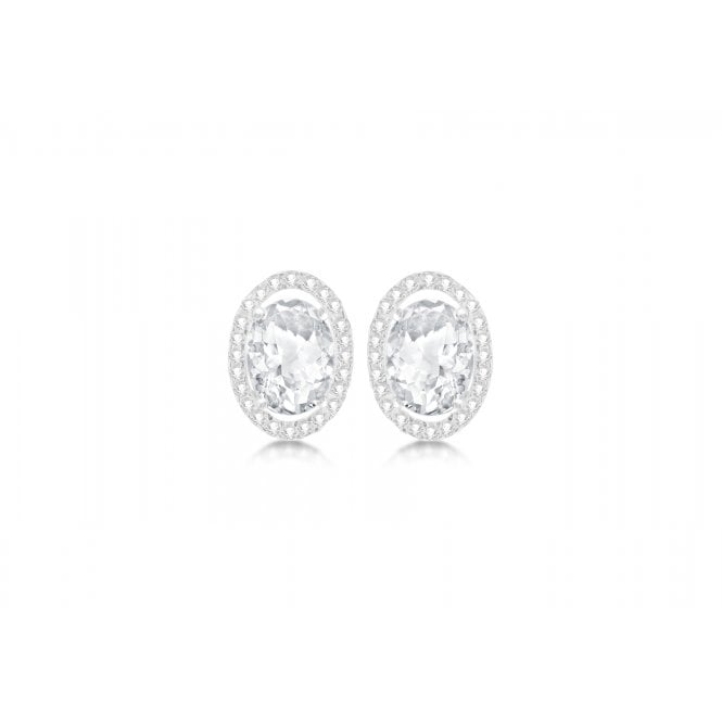 Lowry Gold 9ct White Gold Fancy CZ Stud Earrings