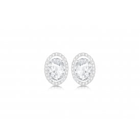 9ct White Gold Fancy CZ Stud Earrings