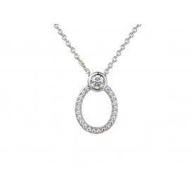 9ct White Gold Fancy Diamond Necklace 0.14ct