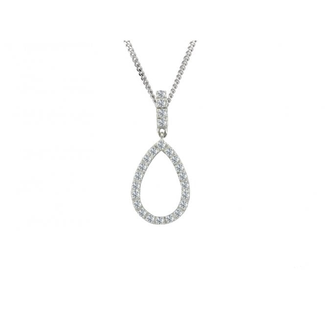 Lowry Gold 9ct White Gold Fancy Diamond Pendant & Chain 0.11ct