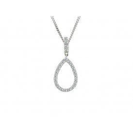 9ct White Gold Fancy Diamond Pendant & Chain 0.11ct