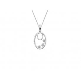 9ct White Gold Fancy Diamond Pendant & Chain 0.14ct