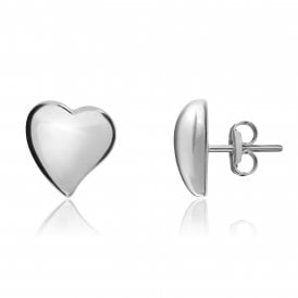 9ct White Gold Heart Stud Earrings