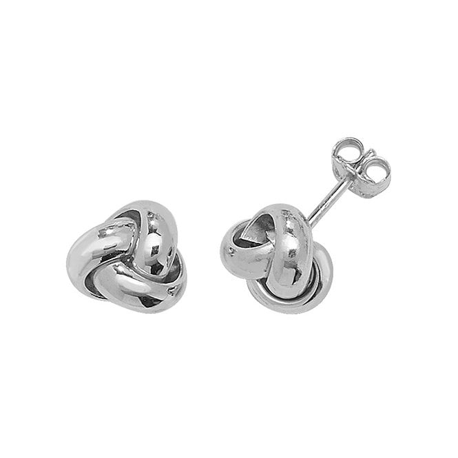 Lowry Gold 9ct White Gold Knot Stud Earrings