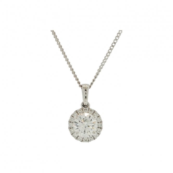 Lowry Diamonds 9ct White Gold Lab Diamond Halo Pendant & Chain 0.75ct