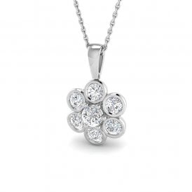 9ct White Gold Lab Diamond Necklace .99ct