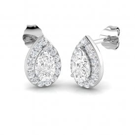 9ct White Gold Lab Diamond Pear Halo Earrings 1.03ct